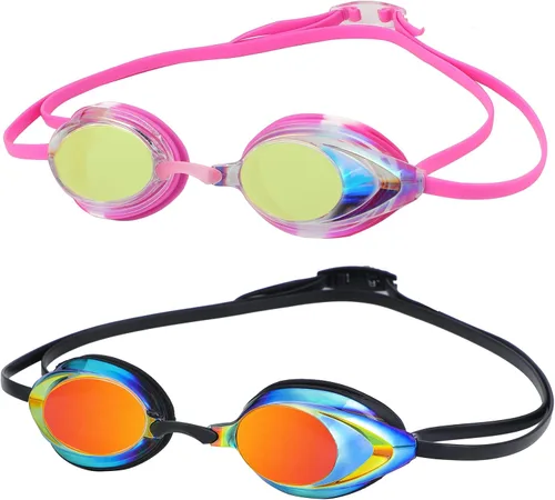 Miniatura 11 de Gafas de natación, paquete de 2 gafas de natación con protección UV antivaho para adultos, hombres, mujeres, jóvenes