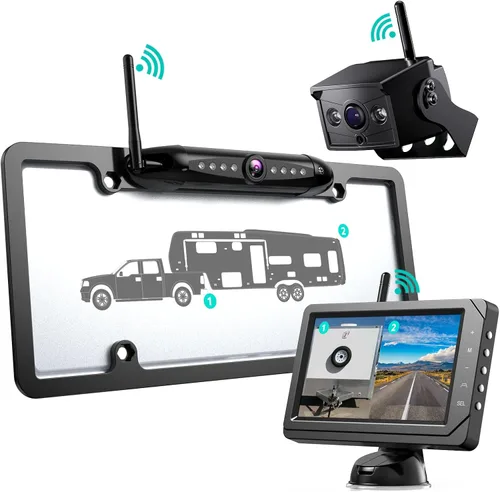 Miniatura 9 de Nuoenx - Sistema de cámara inalámbrica de respaldo de 10 pulgadas, sistemas de cámara digital HD 1080P con monitor DVR Quad Split de 10 pulgadas