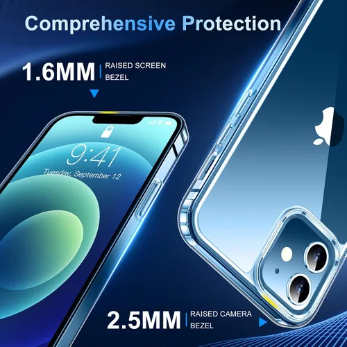 Miniatura 5 de Funda para iPhone 12 y iPhone 12 Pro, [no amarilla] [Ultra delgada], ligera, delgada y a prueba de golpes, transparente
