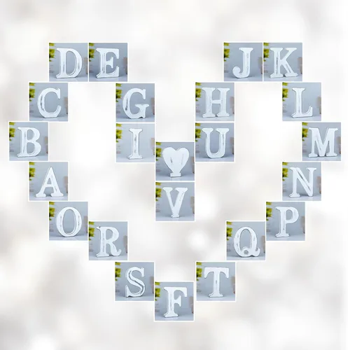 Miniatura 7 de Letras de madera rústica blanca de 6 pulgadas, letras de madera sin terminar para decoración de pared, letras de pie retro blancas blancas