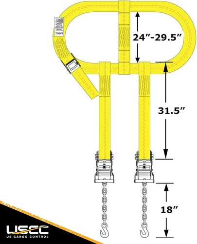Miniatura 3 de US Cargo Control Red de rueda de montaje lateral con hebilla de leva, dos trinquetes y extensiones de cadena, correa de rueda fácil de usar