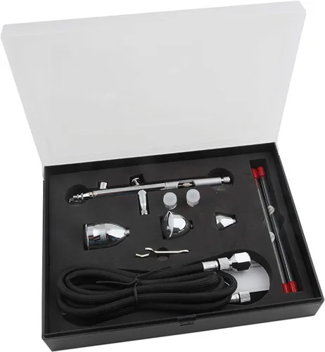Miniatura 8 de Timbertech - Juego de aerógrafo multiusos, AG-183K, kit de aerógrafo de alimentación por gravedad de doble acción con agujas de 0.3/0.5/0.031 in