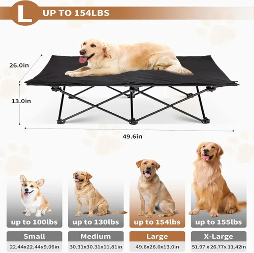 Miniatura 2 de KingCamp Cama elevada para perros para perros grandes, cama de mascotas elevada y fresca para exteriores con malla lavable y transpirable y pies