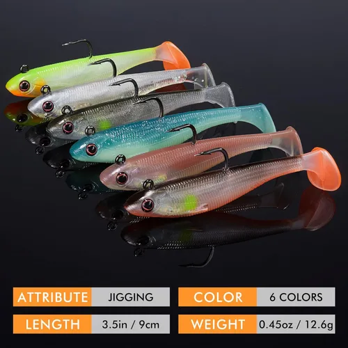 Miniatura 6 de TRUSCEND Shadtale Easy Catch Soft Fishing Lures with BKK Hooks - Trembly Sinking and Vibrating Swim for More Bites, Pre-Rigged Swimbaits for Bass