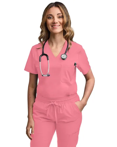 Miniatura 64 de Green Town Conjunto de ropa quirúrgica para mujer, pantalón deportivo y parte superior con cuello en V, 5 bolsillos, cintura de yoga, uniforme