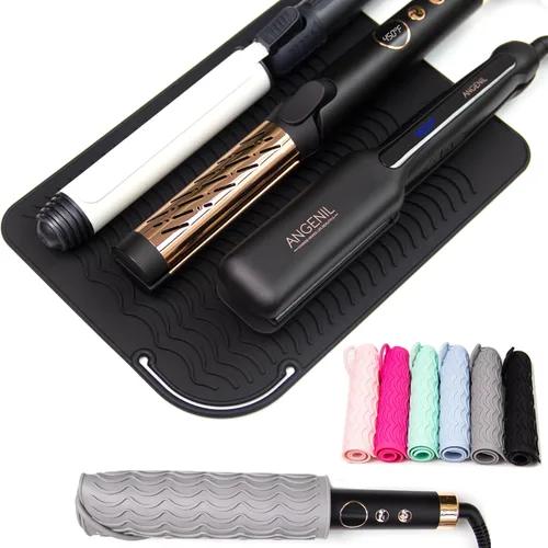 Miniatura 11 de ANGENIL Plancha plana de viaje para alisar el cabello, alfombrilla de calor grande para rizador, alfombrilla de silicona resistente al calor