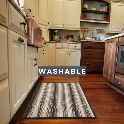 Miniatura 5 de Homespice Blackbird - Alfombras de baño trenzadas antideslizantes de 17 x 29 pulgadas, rectangular, negro y tostado, fabricadas con polipropileno