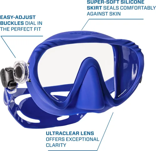 Miniatura 4 de SCUBAPRO Máscara de buceo fantasma, diseño sin marco de bajo volumen con lente única ultra transparente, falda de silicona y hebillas de correa