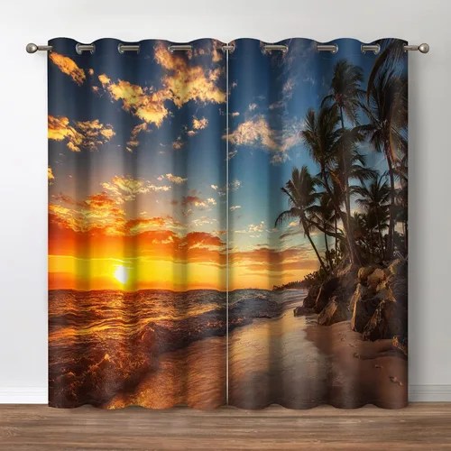 Miniatura 19 de Jekeno - Cortinas opacas retro de música con tema de notas musicales impresas, cortinas decorativas para amantes de la música, dormitorio, sala