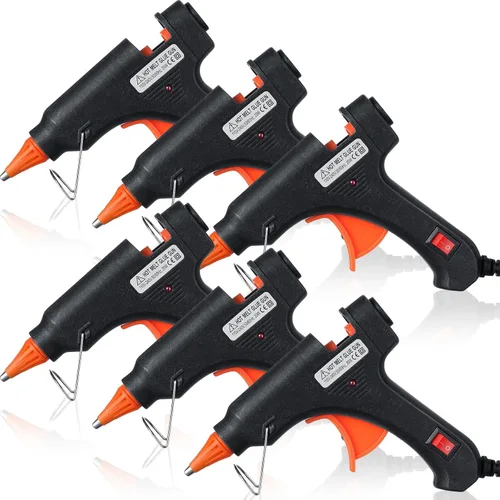 Miniatura 8 de Zhengmy 12 piezas mini pistolas de pegamento para manualidades, pistolas termofusibles, pegamento a baja temperatura con protección contra Azul