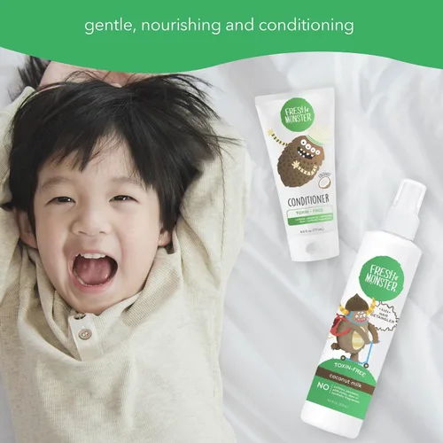 Miniatura 5 de Fresh Monster Paquete desenredante de cabello para niños, desenredante de 8.5 onzas y acondicionador de 6 onzas, sin toxinas, hipoalergénico