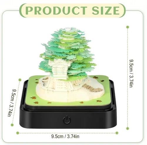 Miniatura 7 de Calendario 3D 2026, calendario de piezas de tiempo 2026, creativo tallado de papel para decoración de escritorio, tallado, arte de bricolaje, Verde