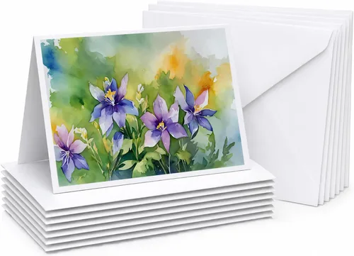 Miniatura 9 de Caroline's Treasures DAC1709GCA7P - Tarjetas de felicitación y sobres de arándanos de Texas en acuarela, paquete de 8 tarjetas en blanco con sobres
