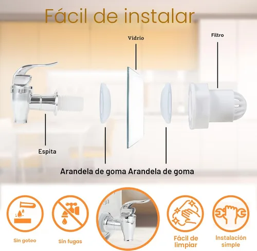 Miniatura 4 de Dispensadores de bebidas de vidrio de 1 galón para fiestas, juego de 2, dispensador de bebidas con infusor y soporte de frutas, dispensador de jugo