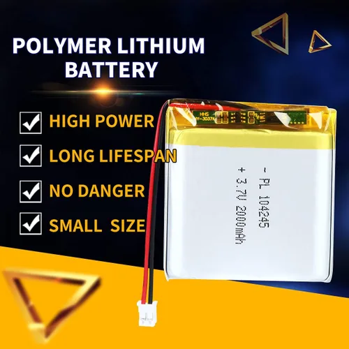 Miniatura 4 de 3.7V 104245 2000mAh Paquete de Baterías de Polímero de Iones de Litio Recargables Lipo con Conector PH2.0mm JST