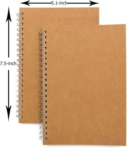 Miniatura 2 de Cuaderno de espiral de tapa suave, paquete de 2, bloc de notas en blanco, bloc de notas encuadernado con alambre y papel sin forro, 100 páginas/50