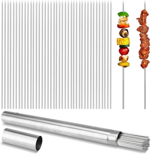 Miniatura 8 de Brocheta de acero inoxidable de 5.9 pulgadas para asar a la parrilla, palitos de cóctel, palillos de vidrio de Martini reutilizables, 50 piezas