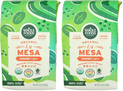 Miniatura 8 de Whole Foods Market, Organic La Mesa Café molido tostado medio ligero, cacao, almendras, caramelo y limón, 12 onzas