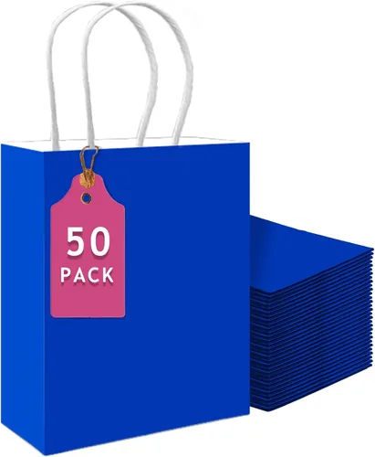 Miniatura 24 de qiqee Paquete de 50 bolsas de regalo de papel negro con asas a granel 13"x10.3"x4.6" bolsas de favor para fiestas de tamaño grande múltiples usos