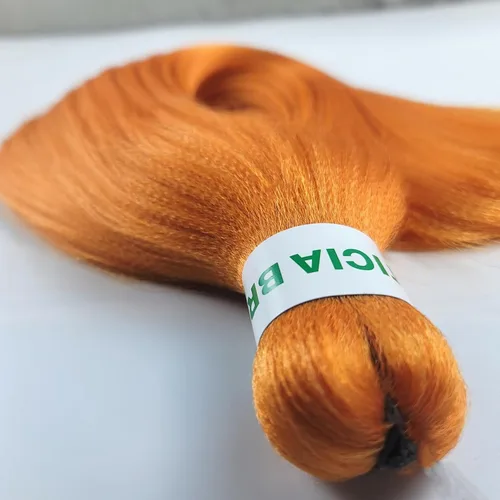 Miniatura 5 de Cabello estirado de fibra Kanekalon para trenzar con cabello humano, color naranja rojizo, 16 pulgadas, paquete de 6