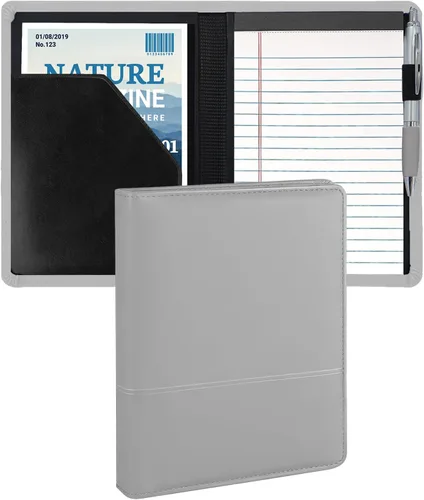 Miniatura 8 de Gorbado Carpeta para portafolio o cartera, mini carpeta de 5 x 8 pulgadas, bloc de escritura legal, carpeta organizadora de documentos A5 para Negro