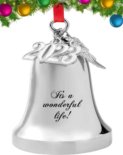 Miniatura 7 de FKOG 2025 Adorno de Campana de Navidad It's A Wonderful Life, Campana Plateada para Árbol de Navidad y Adorno de Campana de Trineo, Regalos