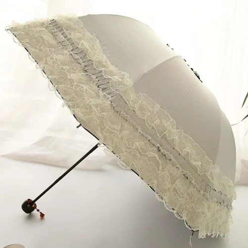 Miniatura 64 de Honeystore Paraguas plegable a prueba de rayos ultravioleta Princess Lace Parasol con cúpula anti-UV