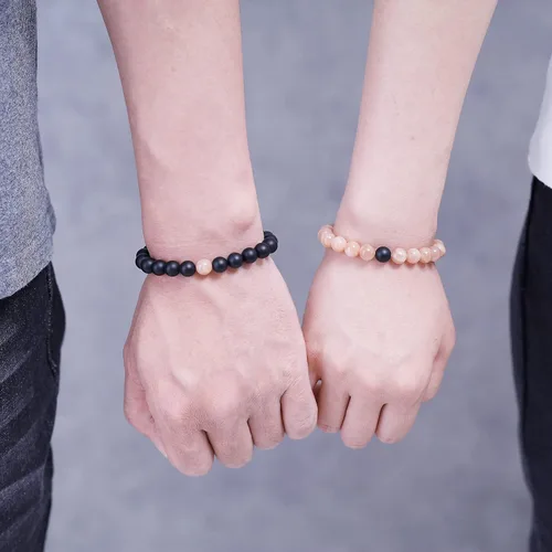 Miniatura 3 de COAI Pulseras a juego de piedra de ónix de larga distancia para parejas