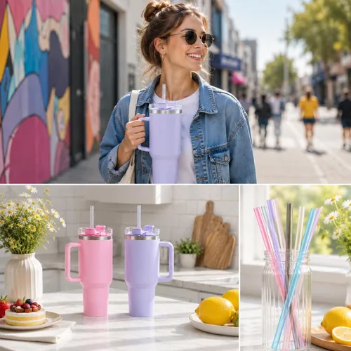 Miniatura 7 de Popote de repuesto compatible con vaso Stanley Quencher de 40 onzas, popotes de plástico reutilizables extra largos de 12 pulgadas para taza de 40