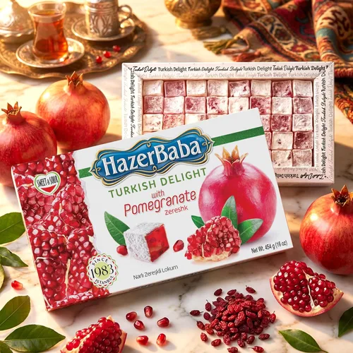 Miniatura 8 de Hazer Baba - Caramelos turcos, sabor a granada y zereshk, 16 onzas (paquete de 1), caja de aperitivos gourmet, aperitivo tradicional, vegano, lokum