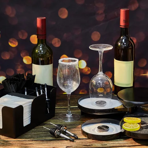 Miniatura 5 de Mifoci Juego de utensilios para bar con bandeja de vidrio de 3 niveles, herramienta para camarero con 12 piezas de vertedores clásicos de acero