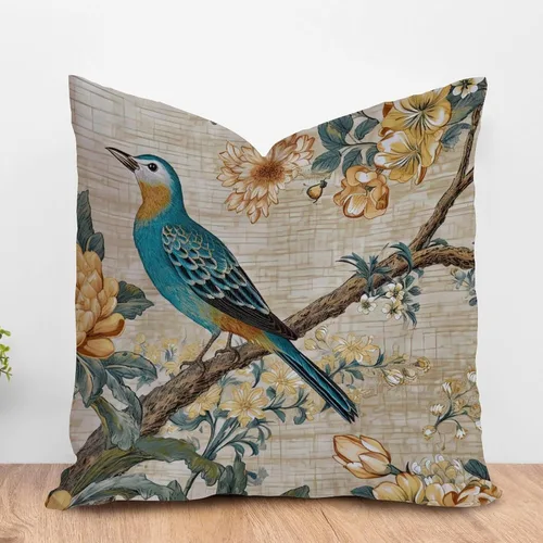 Miniatura 14 de ArogGeld Funda de cojín para sofá de granja con diseño de pájaro chinoiserie amarillo y gris, peonía, pavo real, decoración del hogar, funda