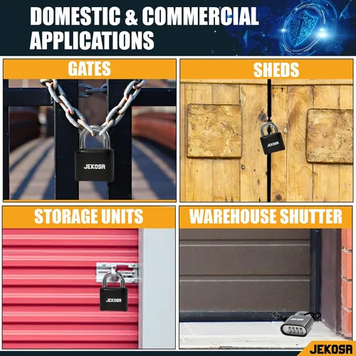 Miniatura 5 de Jekosa® JKB/50 [Weatherpoof] Cerradura de combinación resistente al aire libre - Cerradura con código de 4 dígitos [sin llave] - Ideal para puerta
