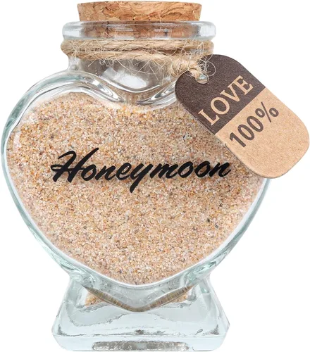 Tarro de recuerdo de arena de luna de miel, regalos de luna de miel para parejas de recién casados, bodas, compromisos, vacaciones, viajes, regalos