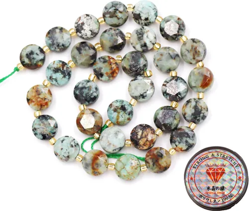 Miniatura 118 de Cuentas de piedras preciosas para la fabricación de joyas, cuentas de monedas facetadas de piedra natural piedra de sangre africana de 0.236 in