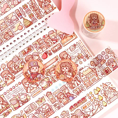 Miniatura 10 de Alideco - Cintas adhesivas decorativas pequeñas de mochi washi, ideales para suministros de diario, manualidades, álbum de recortes, bricolaje
