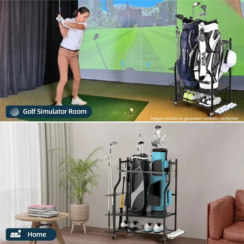 Miniatura 3 de PLKOW Organizador de Almacenamiento para Bolsas de Golf en Garaje, Soporte de Almacenamiento para Bolsas de Golf de Tamaño Extra Grande y Estante
