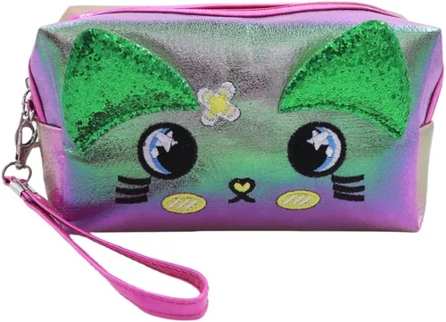 Miniatura 13 de Bolsa de cosméticos holográfica, organizador de artículos de tocador de viaje, bolsa de almacenamiento de sirena, bolsas de maquillaje pequeñas