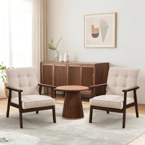 Miniatura 12 de Bonzy Home - Sillón de acento de cuero sintético estilo mitades de siglo moderno para sala de estar Silla con estructura de madera sólida y Negro