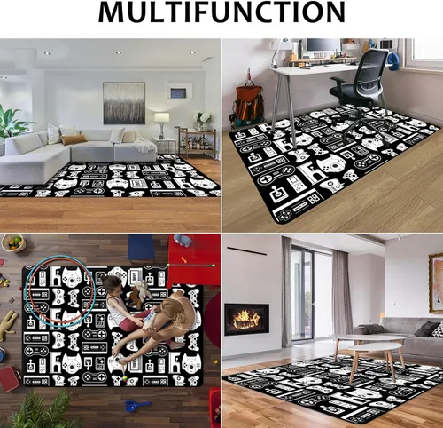 Miniatura 4 de Alfombra de Juego para Adolescentes Varones con Decoración de Controlador de Juegos, Alfombras de Videojuegos para Dormitorio de Niños, Sala