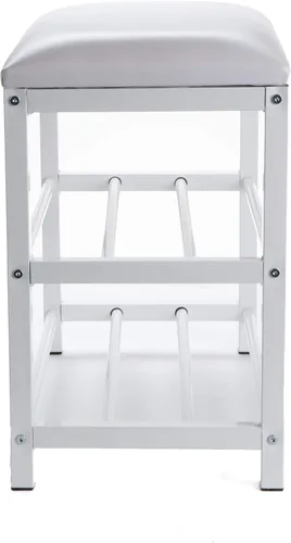 Miniatura 6 de Mind Reader Banco de zapatos, organizador de zapatos, zapatero, banco acolchado, almacenamiento, entrada, metal, 23.5 pulgadas de largo x 11.8 Blanco
