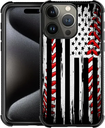 Miniatura 138 de Funda compatible con iPhone X/XS, diseño de bandera estadounidense de béisbol, TPU suave, a prueba de golpes, de vidrio templado, para iPhone X/XS