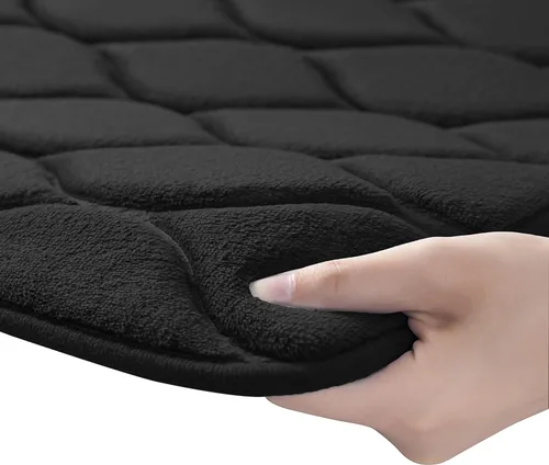 Miniatura 7 de Yafa Home Fashion 1 alfombra de baño de 17 x 24 pulgadas, espuma viscoelástica, absorbente de agua y antideslizante, color negro