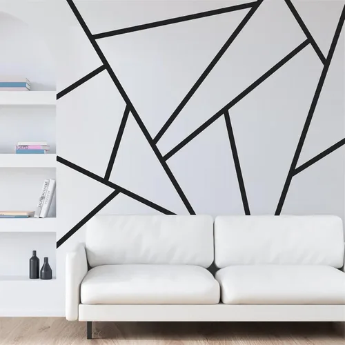 Miniatura 4 de Calcomanías de pared de líneas geométricas, calcomanías de pared de vinilo negro, calcomanías modernas para pared, calcomanías extraíbles