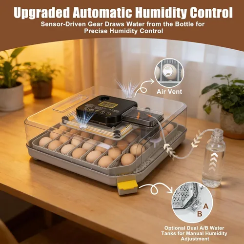 Miniatura 2 de ZEMIRO CHARGE 48 Incubadora de huevos para incubar huevos de gallina, pato, codorniz y loro, con giro automático de huevos y control de humedad