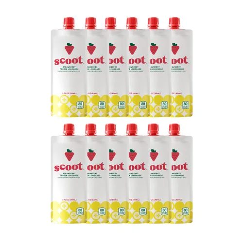 Scoot Frozen Lemonade - Bolsas de 3 onzas con sabor a fresa, listas para congelar, exprimir en un granizado y disfrutar, paquete de 12