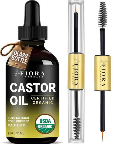 Aceite de ricino orgánico prensado en frío certificado por la USDA, suero de crecimiento de pestañas y cabello, sin hexano, acondiciona y estimula