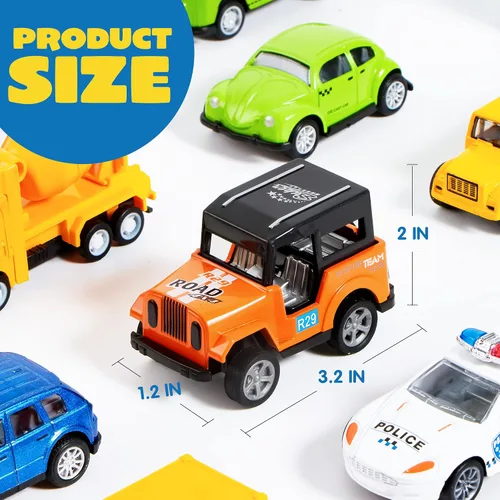 Miniatura 6 de JOYIN 20 piezas de coches de juguete de metal fundido, juguetes de coche a granel, juego de vehículos para niños pequeños, recuerdos de fiesta