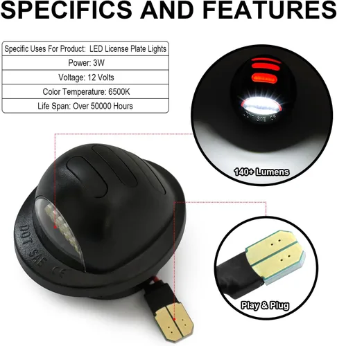 Miniatura 2 de litzland Luz LED para matrícula, carcasa de luz compatible con Ford F-150 1990-2014 F-250 F-350 1990-1999 Heritage 2004 camioneta pickup, paquete