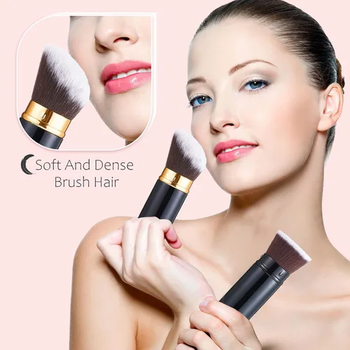 Miniatura 6 de Tessco for you 2 brochas de maquillaje retráctiles Kabuki, brochas de maquillaje en polvo, base, brochas de viaje portátiles para rubor